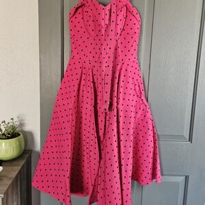 Maneater Swing Hot Pink Polka Dot Dress